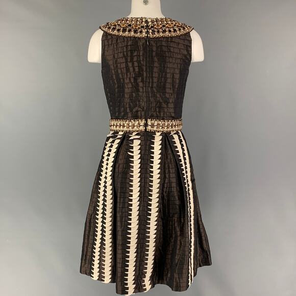 OSCAR DE LA RENTA SS08 Size 6 Brown Silk Pleated A-Line Dress - Picture 4 of 5